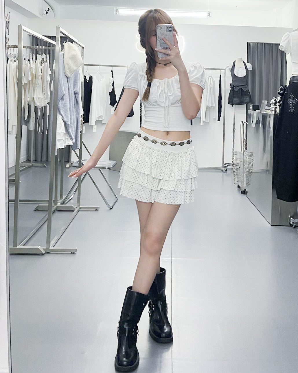 DOT DOT RUFFLE SKIRT PANTS/ 3色