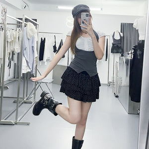 [2WAY] 假兩件HALTER TAYLOR TOP/ 2色