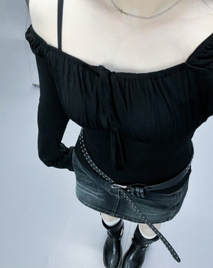 [2WAY] GLORILLA OFF SHOULDER & LONG SLEEVE TOP/ 2色