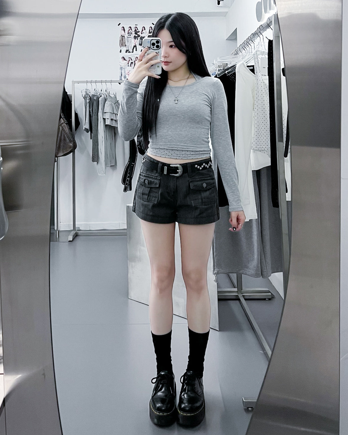 [SET] DOT DOT HALTER TOP LAYERED LONG SLEEVE SET/ 3色