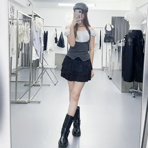 [2WAY] 假兩件HALTER TAYLOR TOP/ 2色
