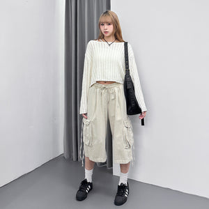 [UNISEX] 水洗BEST STRING CARGO BERMUDA PANTS/ 2色