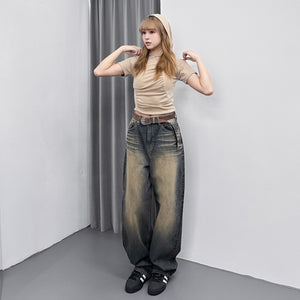 [細腰圍OK!] SAND WASHING WIDE DENIM PANTS/ 1色