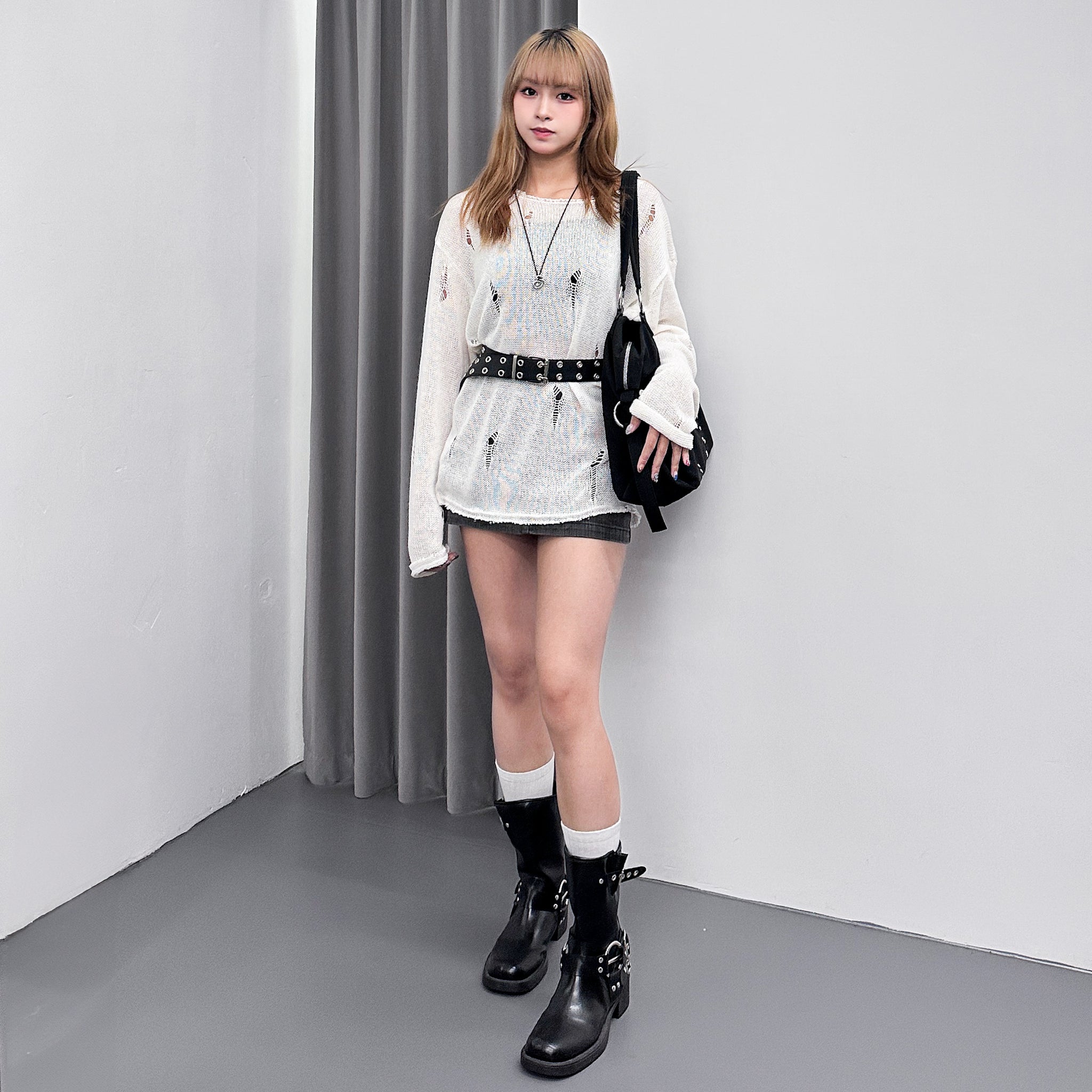 VINTAGE WASHING GREY SKIRT PANTS/ 1色