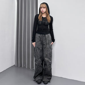 SEE- THROUGH HOODED LONG SLEEVE TOP/ 2色