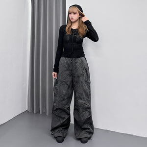 SEE- THROUGH HOODED LONG SLEEVE TOP/ 2色