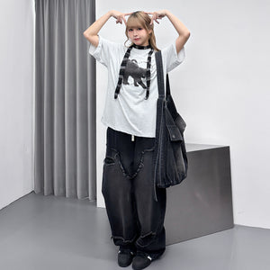 [UNISEX] BLACK CAT OVERFIT TEE/ 1色