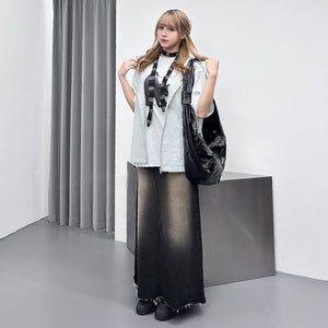 [UNISEX] SEE-THROUGH HOOD ZIP-UP VEST/ 2色