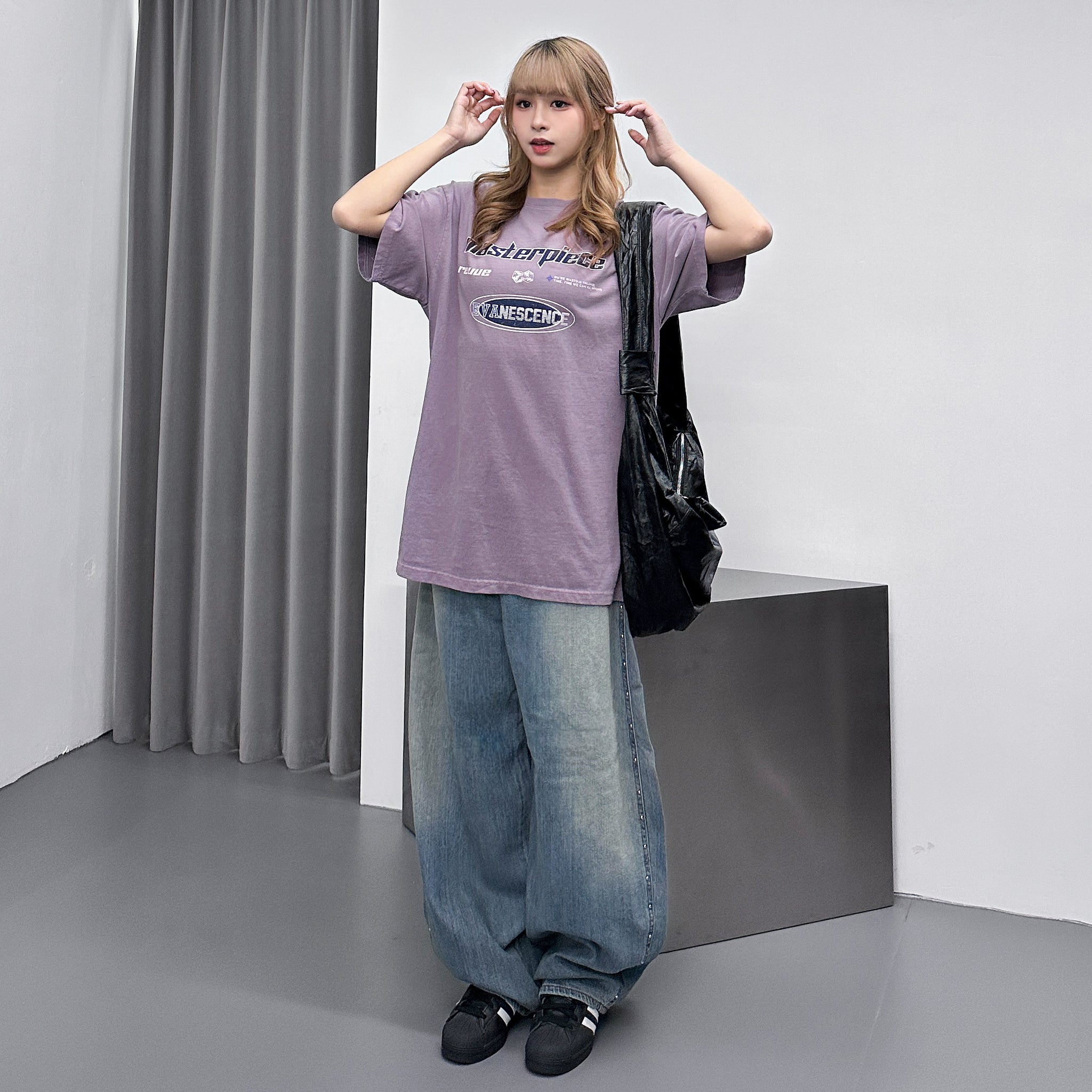 [SUMMER] 銀釘SLUB竹節棉輕盈薄款BALLOON DENIM PANTS/ 1色
