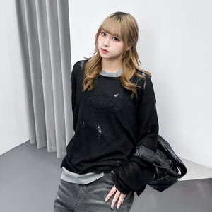 [UNISEX] SUMMER LOOSE DAMAGE KNIT/ 2色