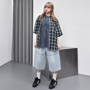LIGHT BLUE 7-PART BERMUDA DENIM PANTS/ 1色