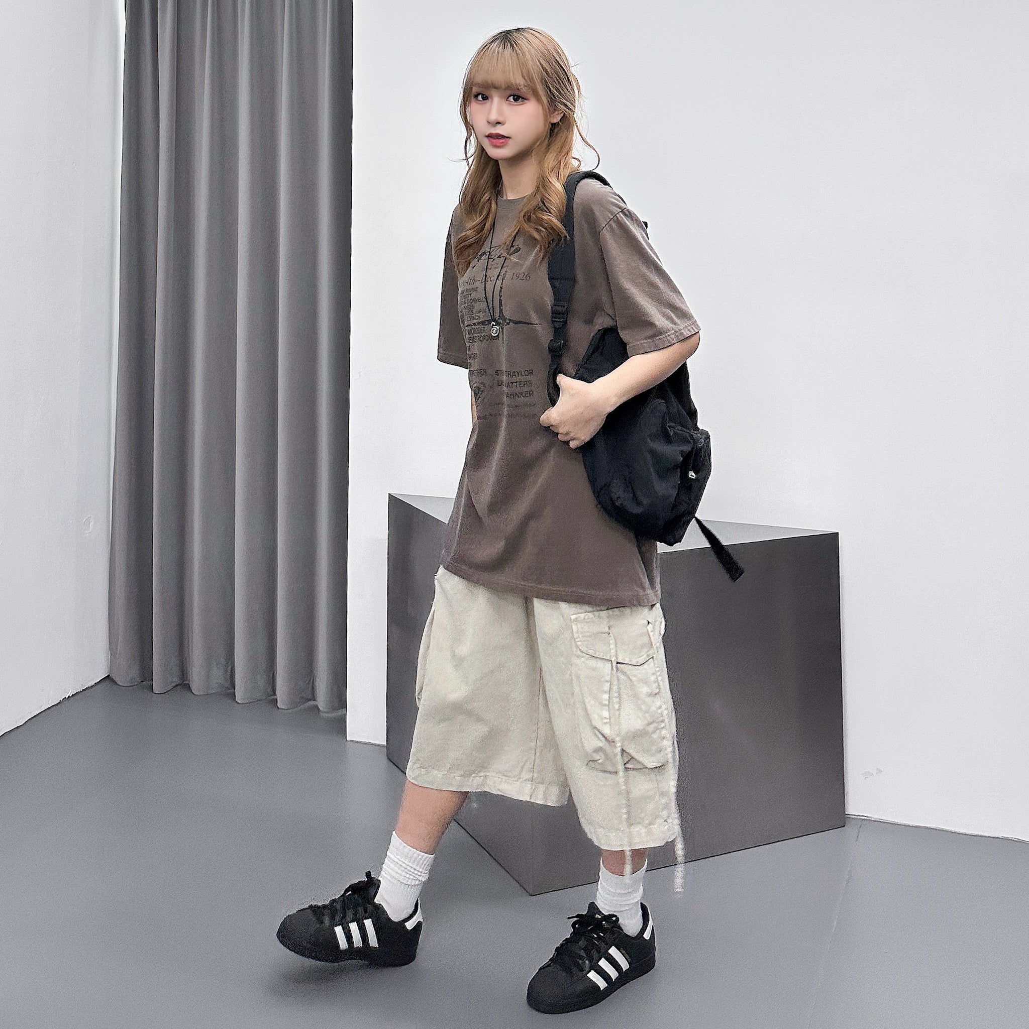 [UNISEX] 水洗BEST STRING CARGO BERMUDA PANTS/ 2色