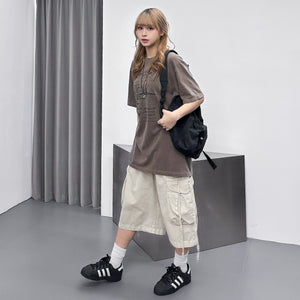 [UNISEX] 水洗BEST STRING CARGO BERMUDA PANTS/ 2色