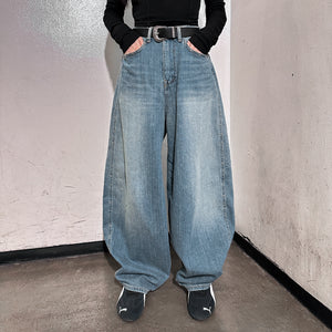 [SUMMER] 銀釘SLUB竹節棉輕盈薄款BALLOON DENIM PANTS/ 1色