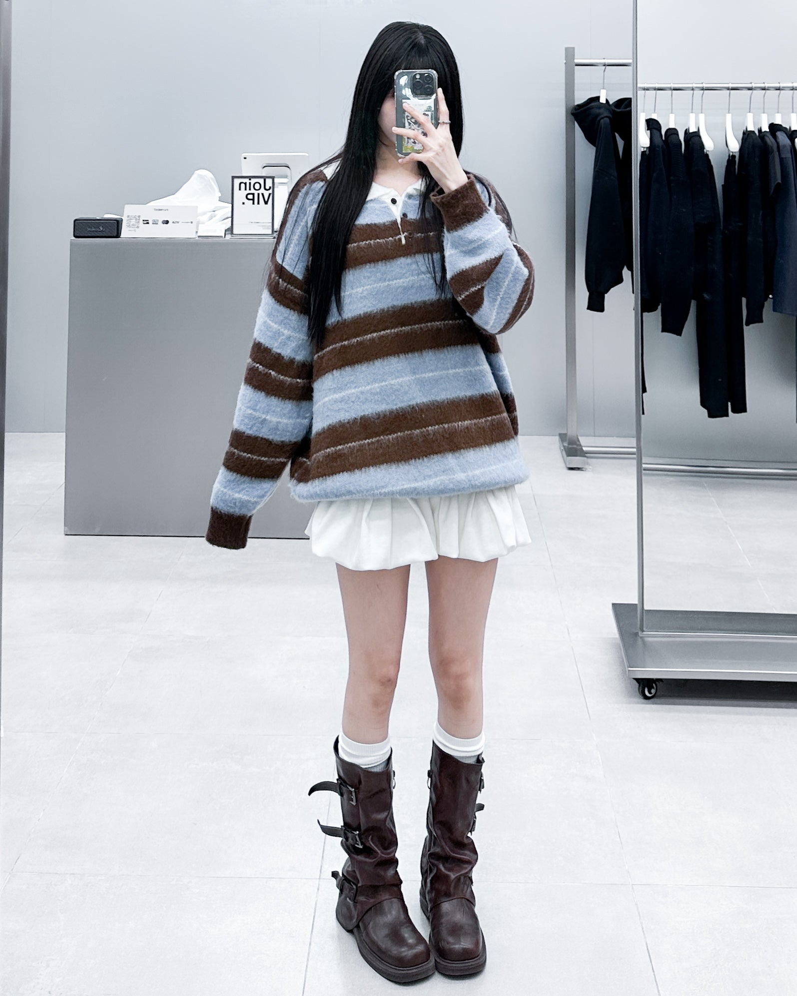 MOHAIR STRIPE KNITWEAR/ 3色