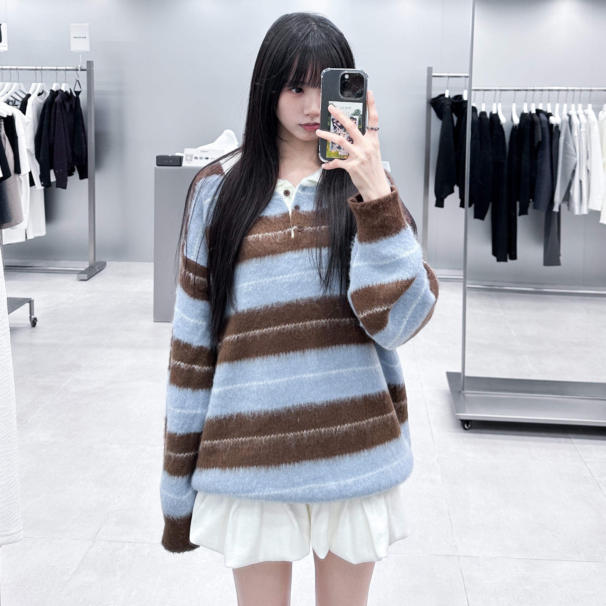 MOHAIR STRIPE KNITWEAR/ 3色