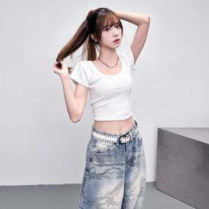 [夏日必備] U形重磅耐穿不透 ROUND NECK BASIC CROP TEE/ 3色