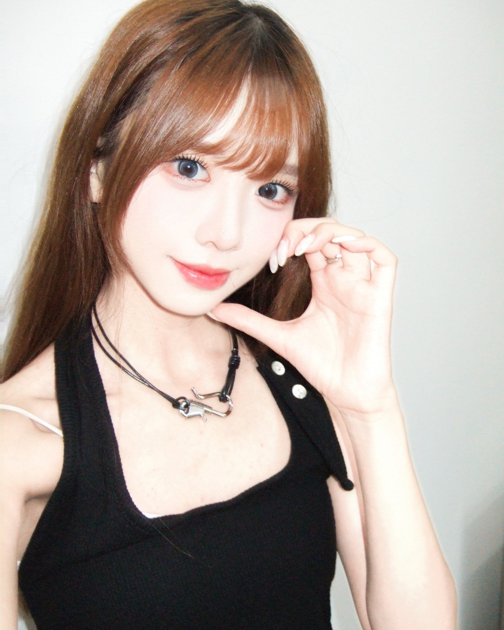 BUTTON HALTER NECK SLEEVELESS/ 3色