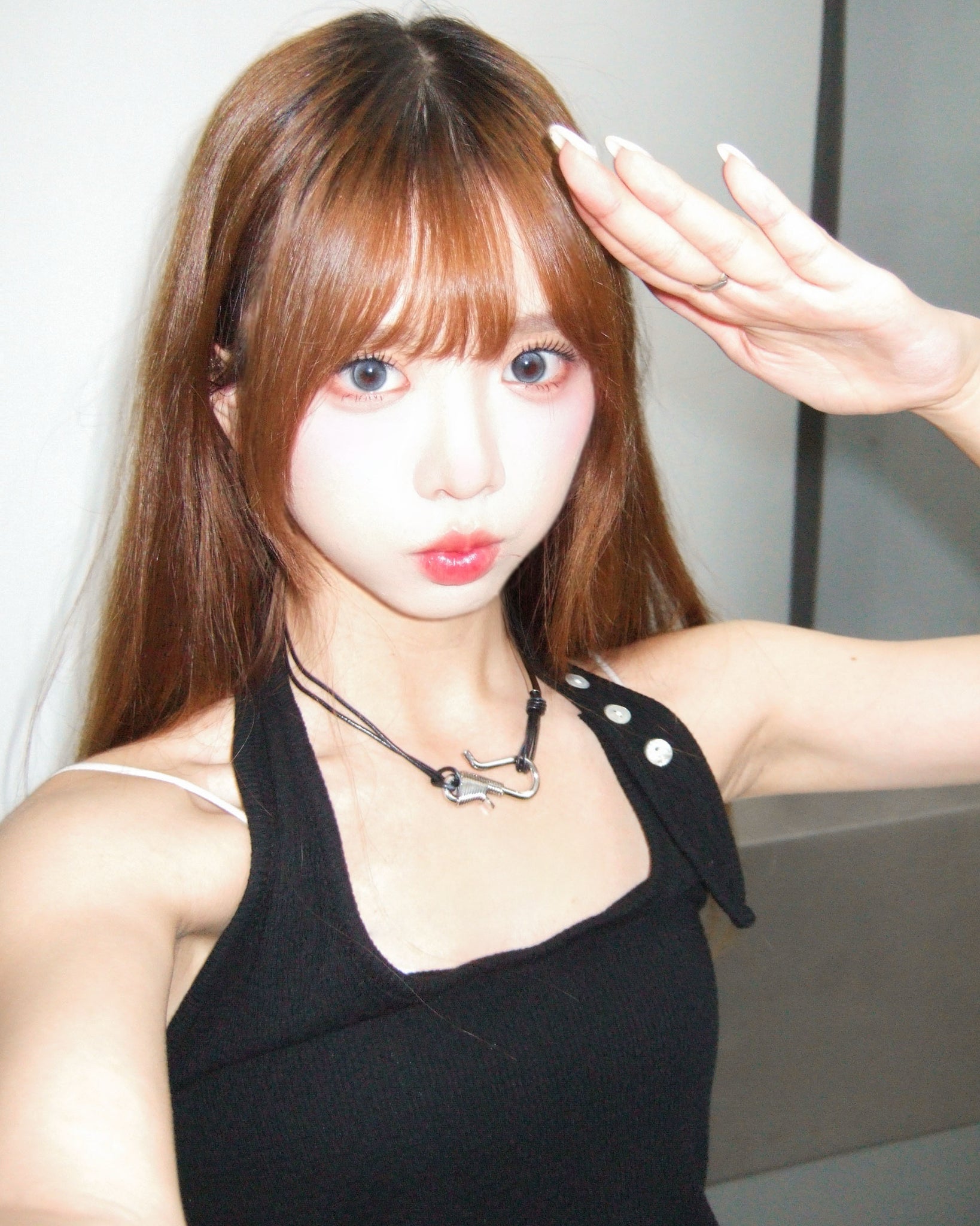 BUTTON HALTER NECK SLEEVELESS/ 3色