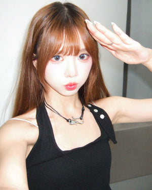BUTTON HALTER NECK SLEEVELESS/ 3色