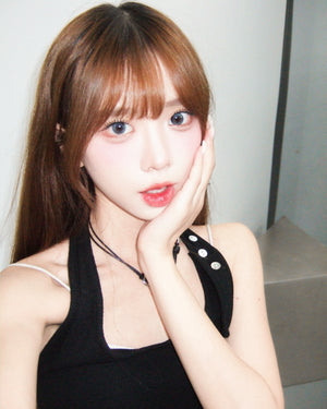 BUTTON HALTER NECK SLEEVELESS/ 3色