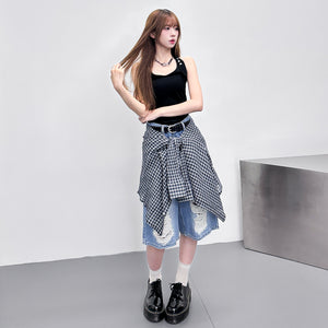 BUTTON HALTER NECK SLEEVELESS/ 3色
