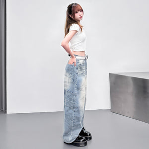 GREY BLUE CAMOUFLAGE BALLOON DENIM PANTS/ 1色