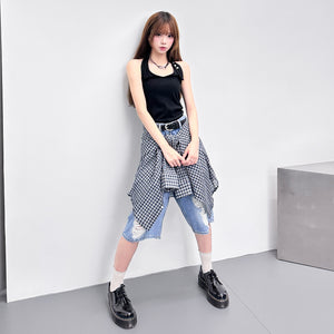 DAMAGE BERMUDA DENIM PANTS/ 1色