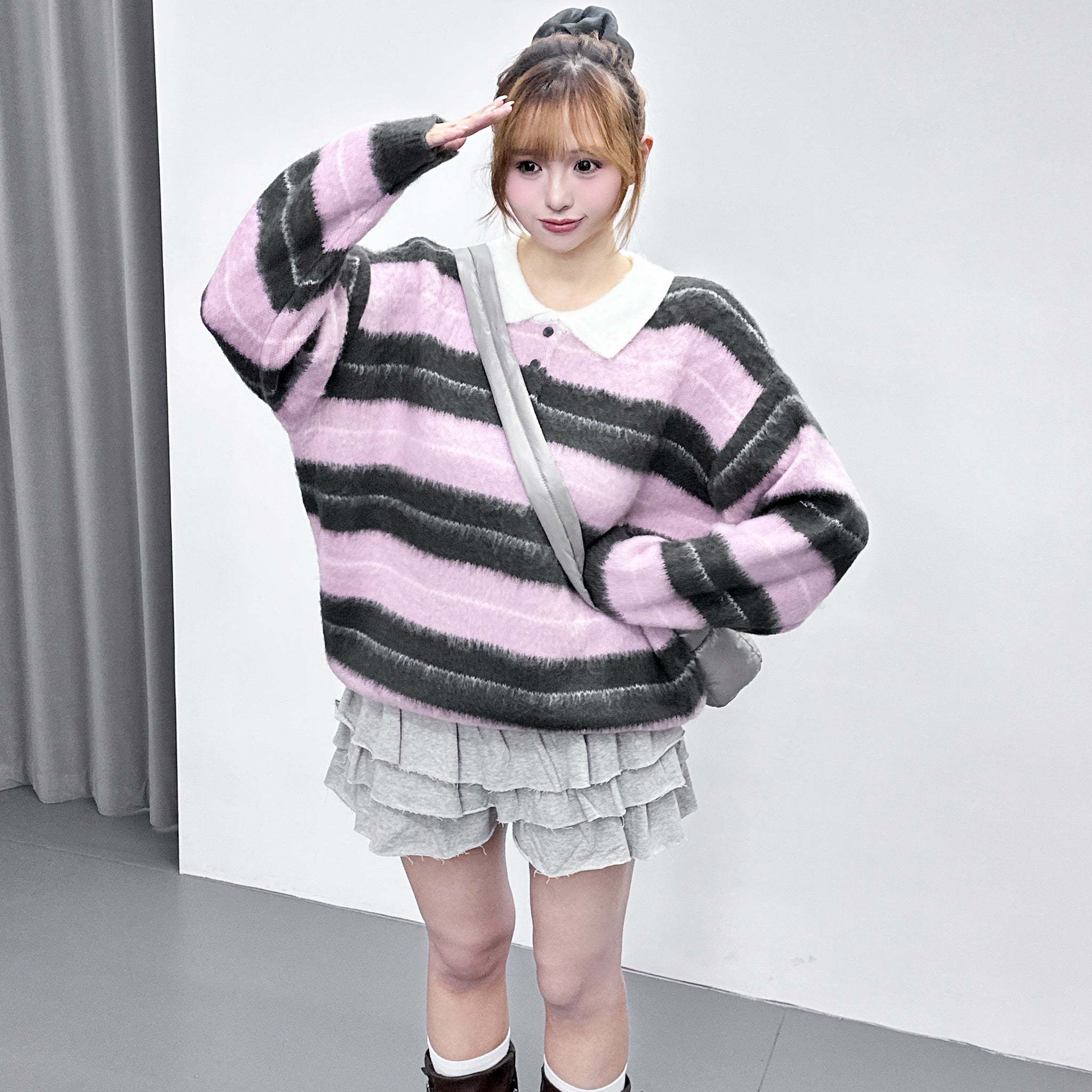 MOHAIR STRIPE KNITWEAR/ 3色