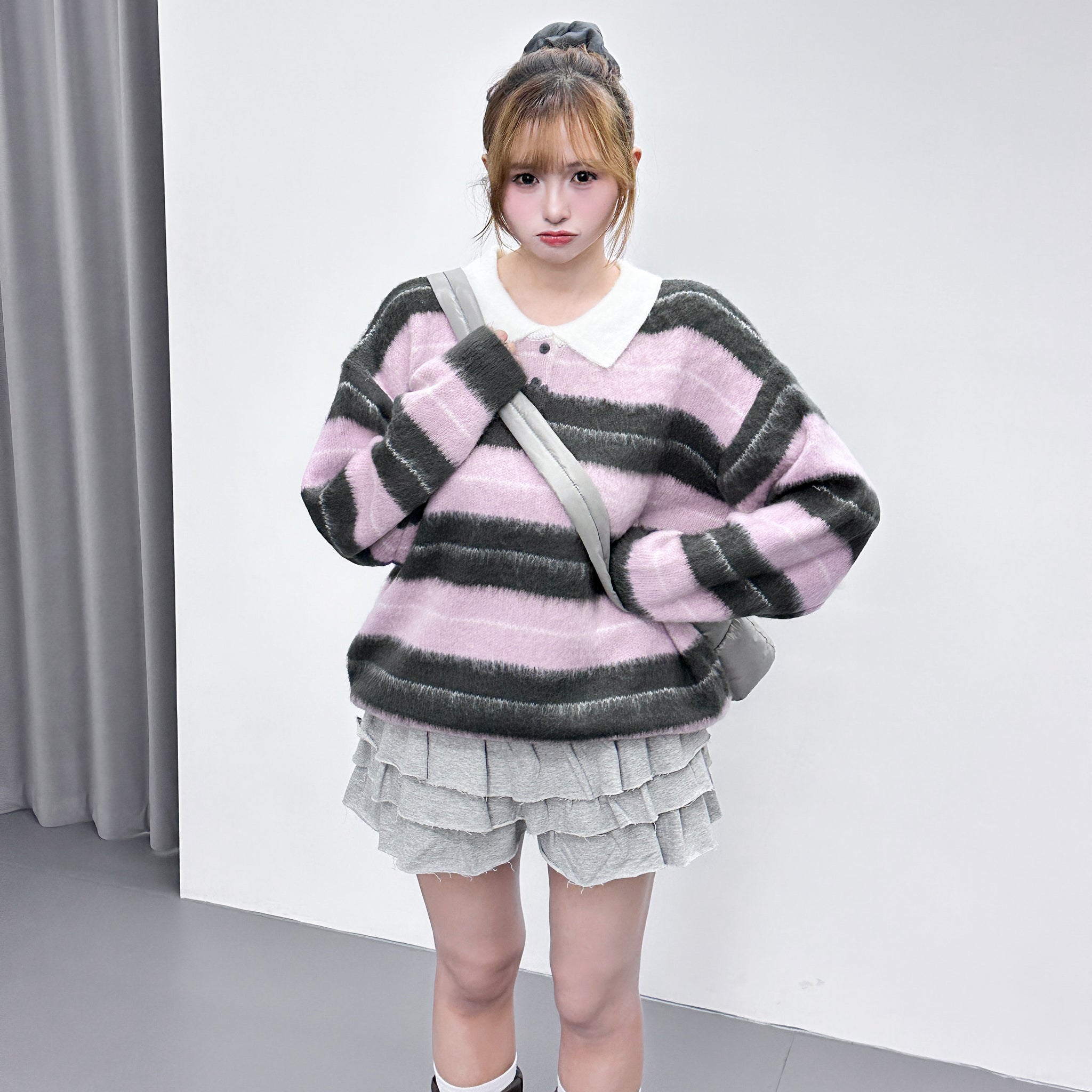 MOHAIR STRIPE KNITWEAR/ 3色