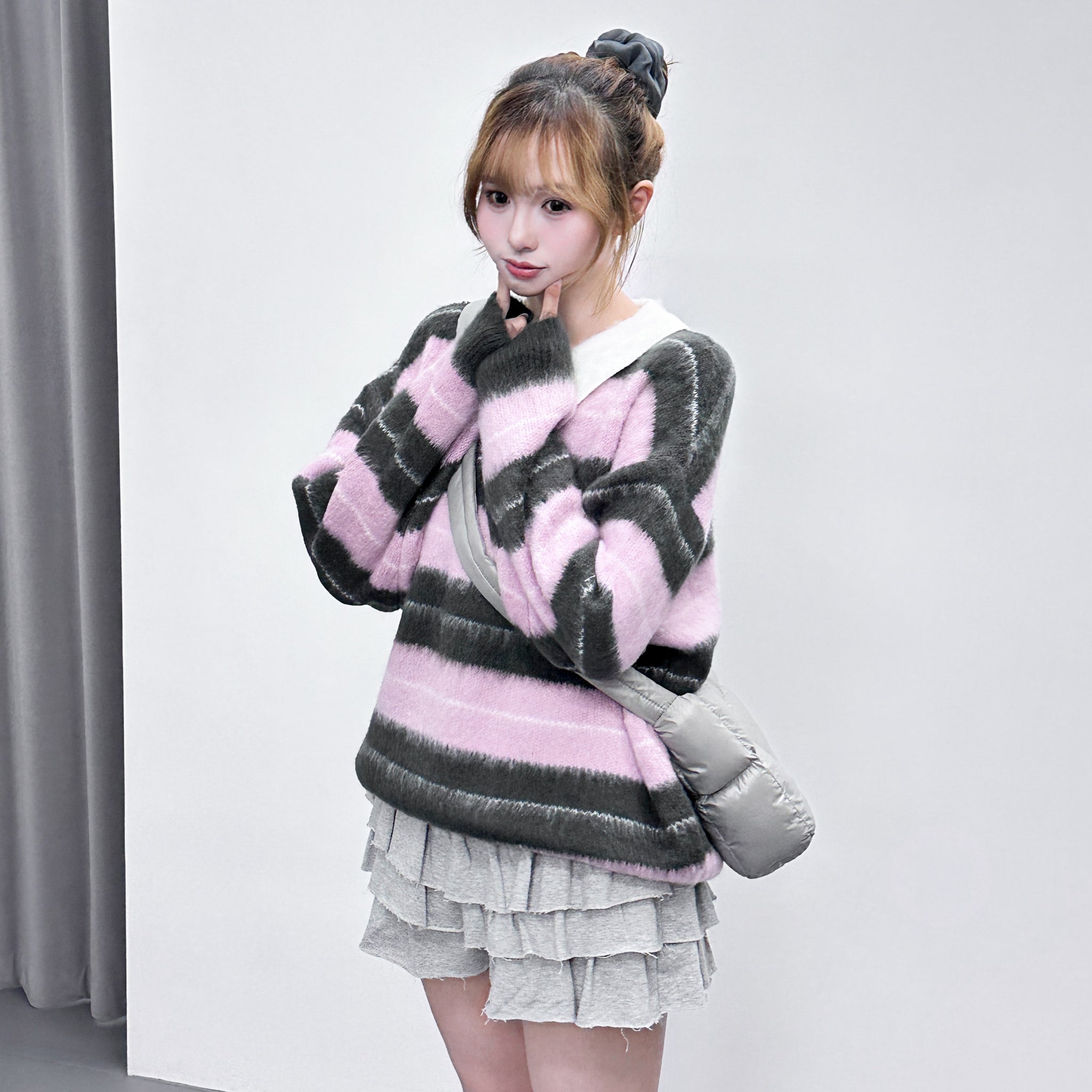 MOHAIR STRIPE KNITWEAR/ 3色