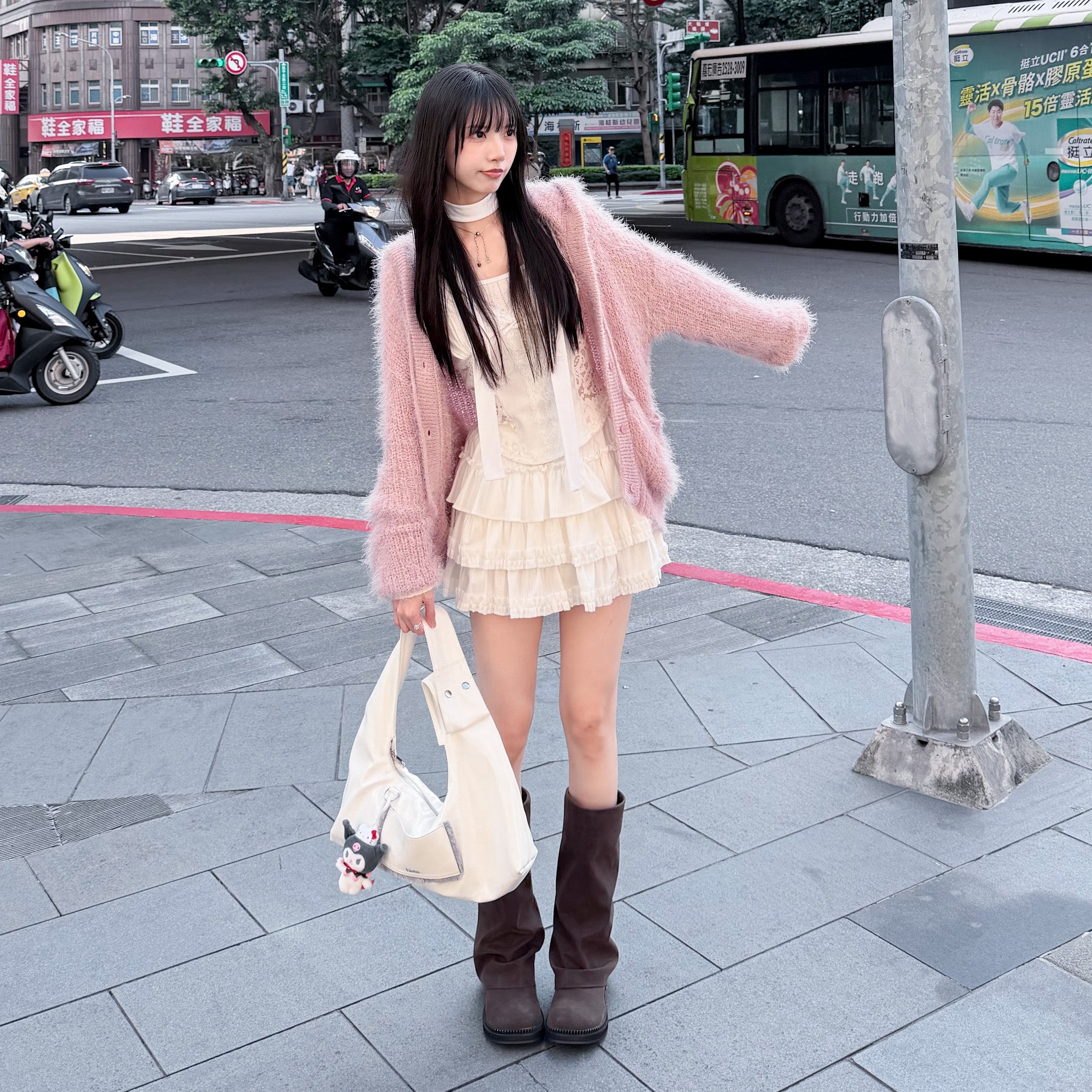 [啡色麂皮秋冬必備] FOLDING SUEDE MIDDLE BOOTS/ 1色