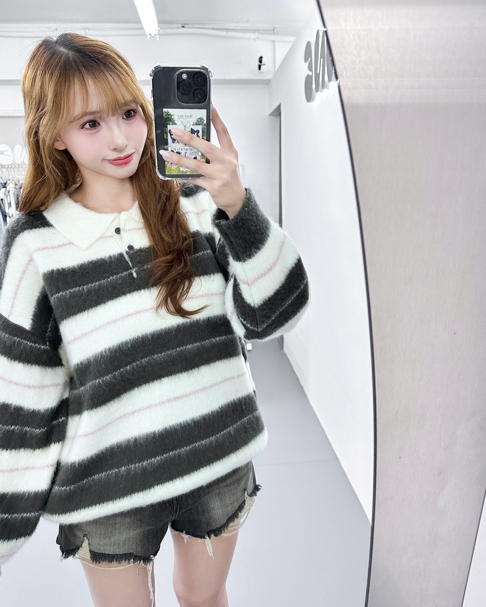 MOHAIR STRIPE KNITWEAR/ 3色