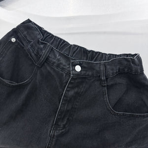 [UNISEX彎刀褲] BLACK WASHED SCIMITAR DENIM PANTS/ 1色