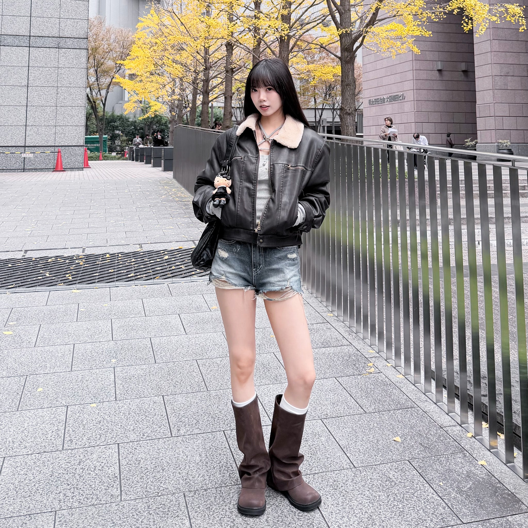 [啡色麂皮秋冬必備] FOLDING SUEDE MIDDLE BOOTS/ 1色