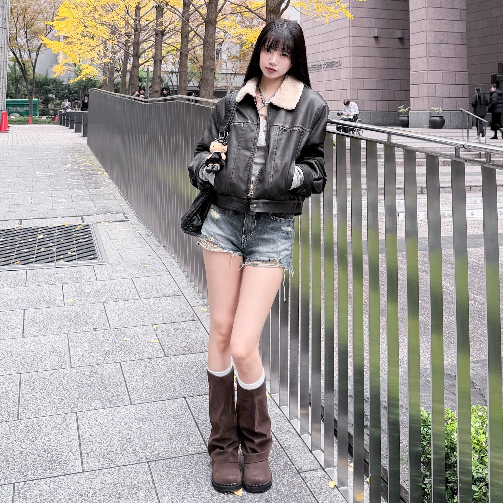 [啡色麂皮秋冬必備] FOLDING SUEDE MIDDLE BOOTS/ 1色