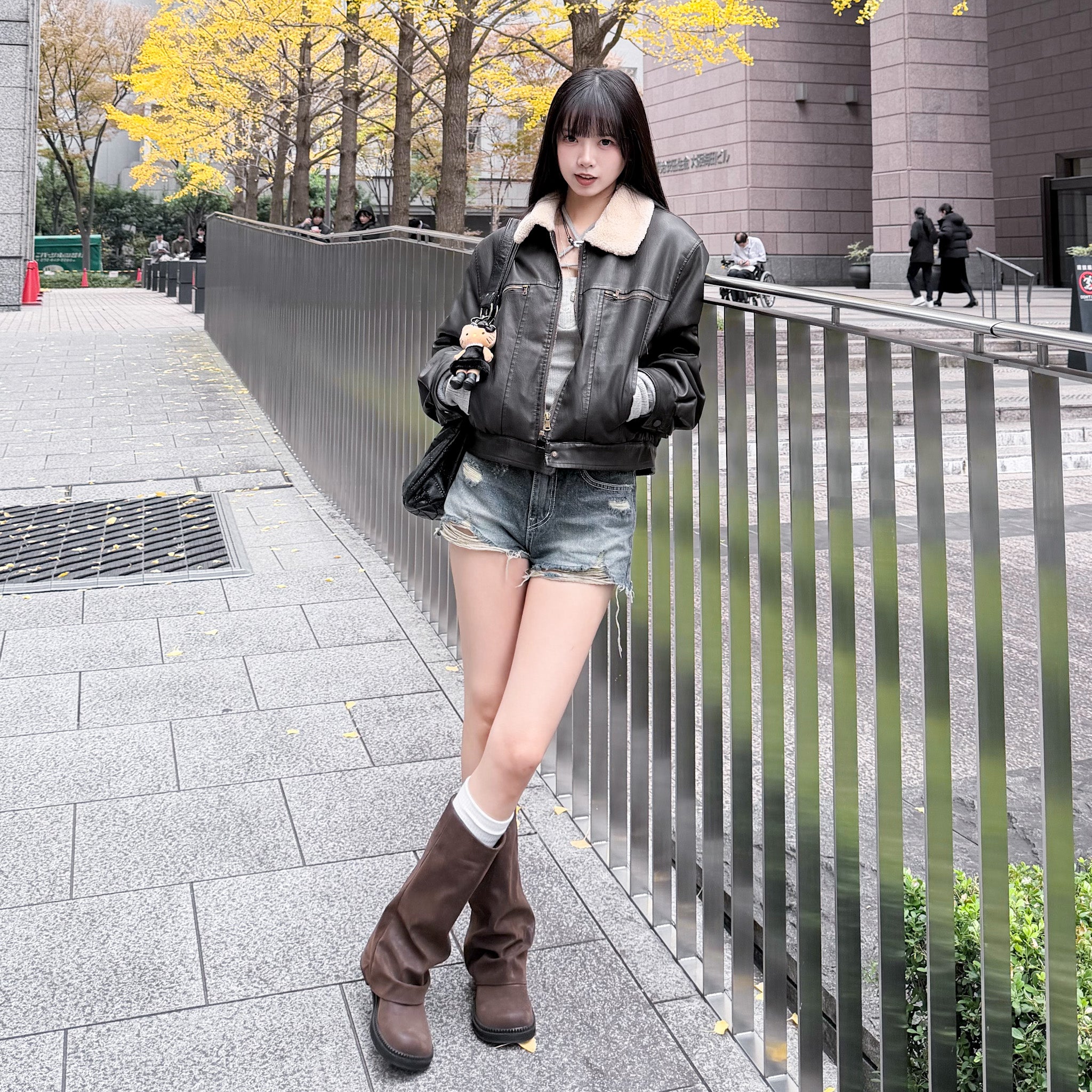 [啡色麂皮秋冬必備] FOLDING SUEDE MIDDLE BOOTS/ 1色