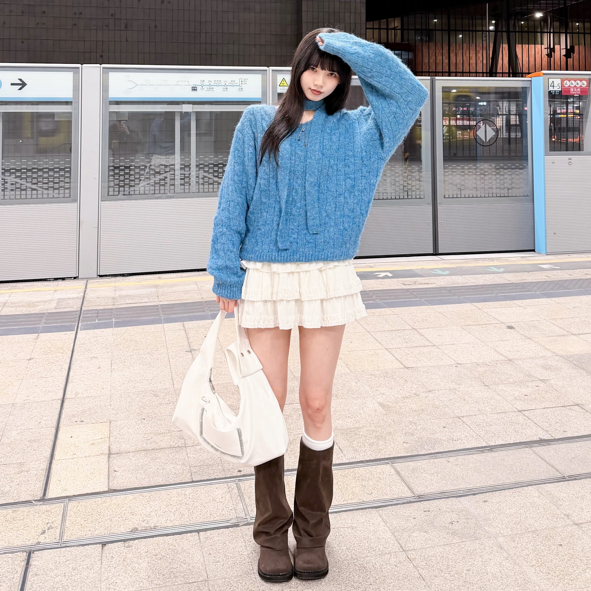 [啡色麂皮秋冬必備] FOLDING SUEDE MIDDLE BOOTS/ 1色