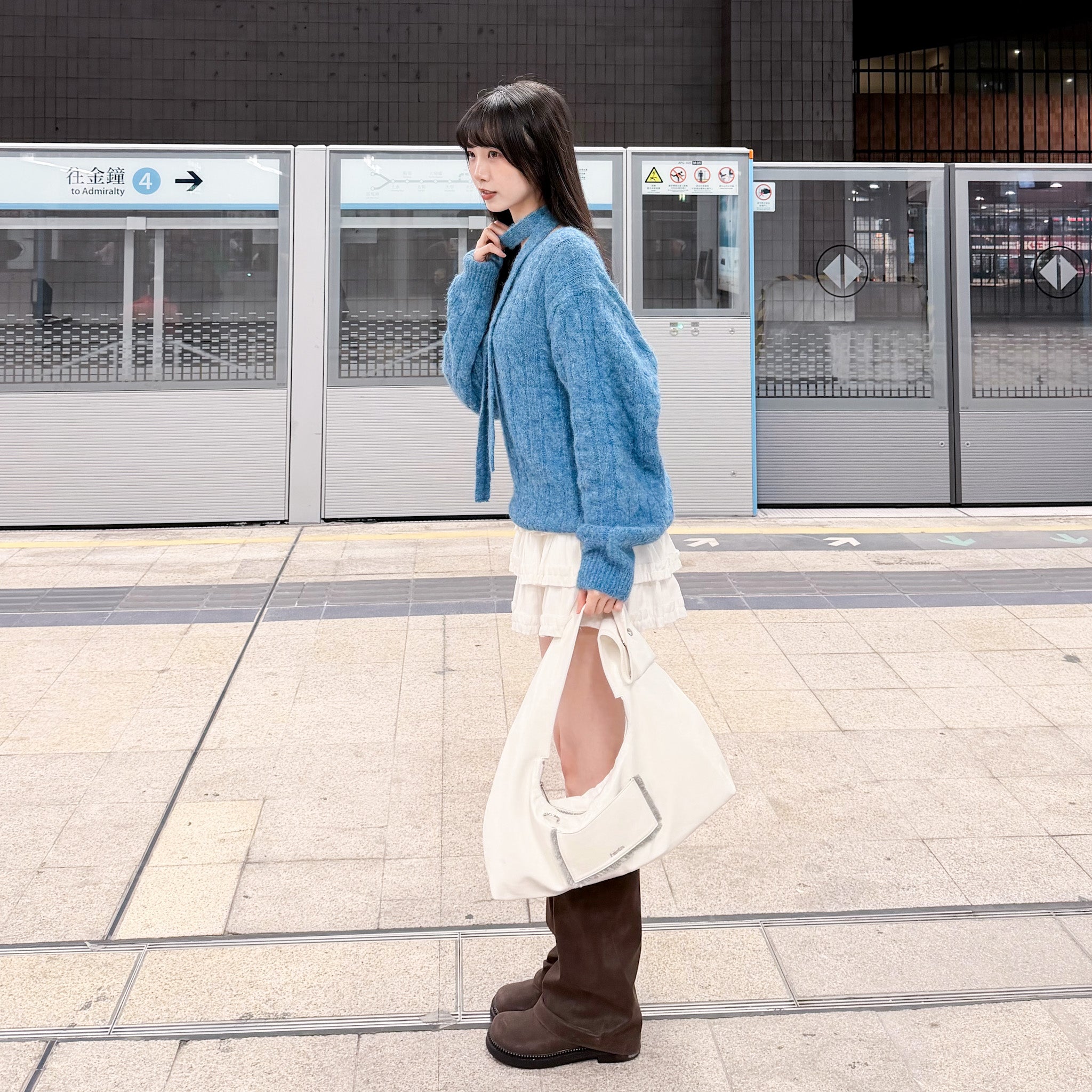 [啡色麂皮秋冬必備] FOLDING SUEDE MIDDLE BOOTS/ 1色