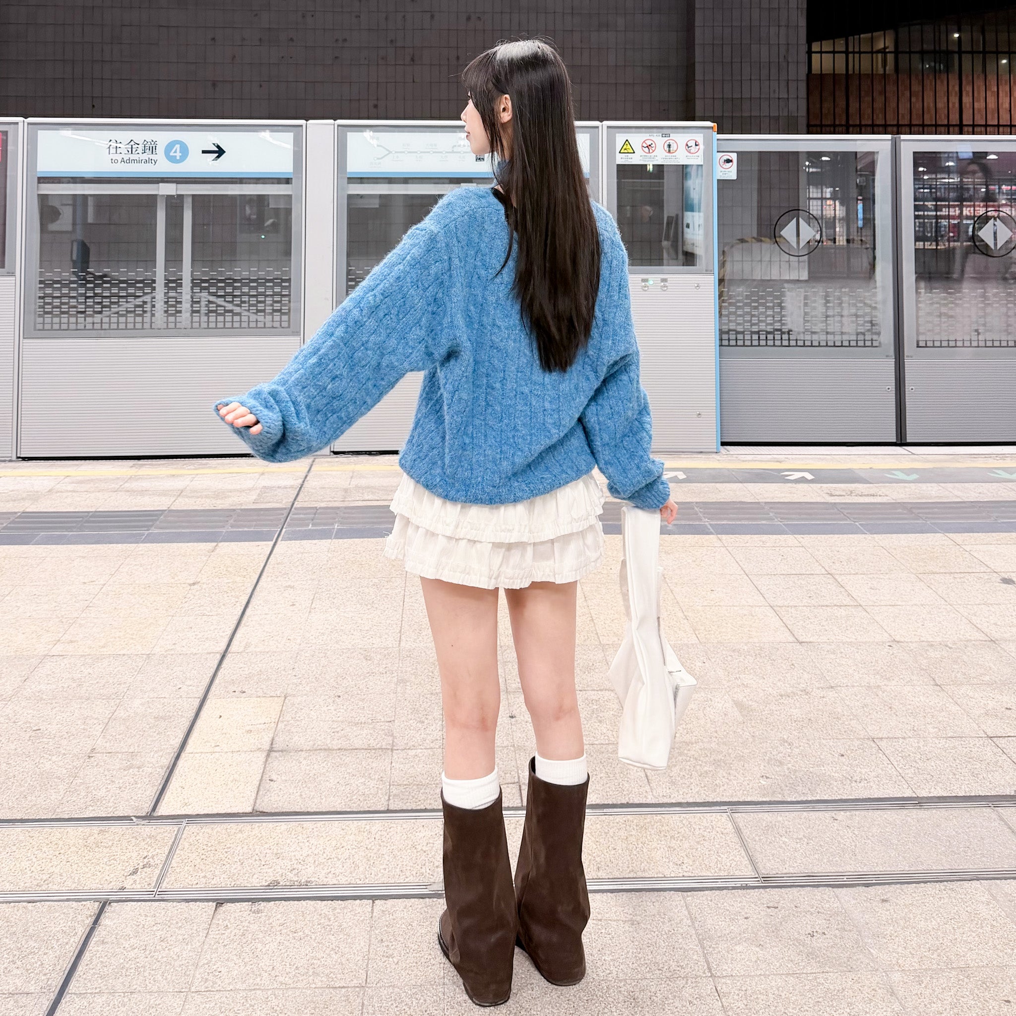 [啡色麂皮秋冬必備] FOLDING SUEDE MIDDLE BOOTS/ 1色