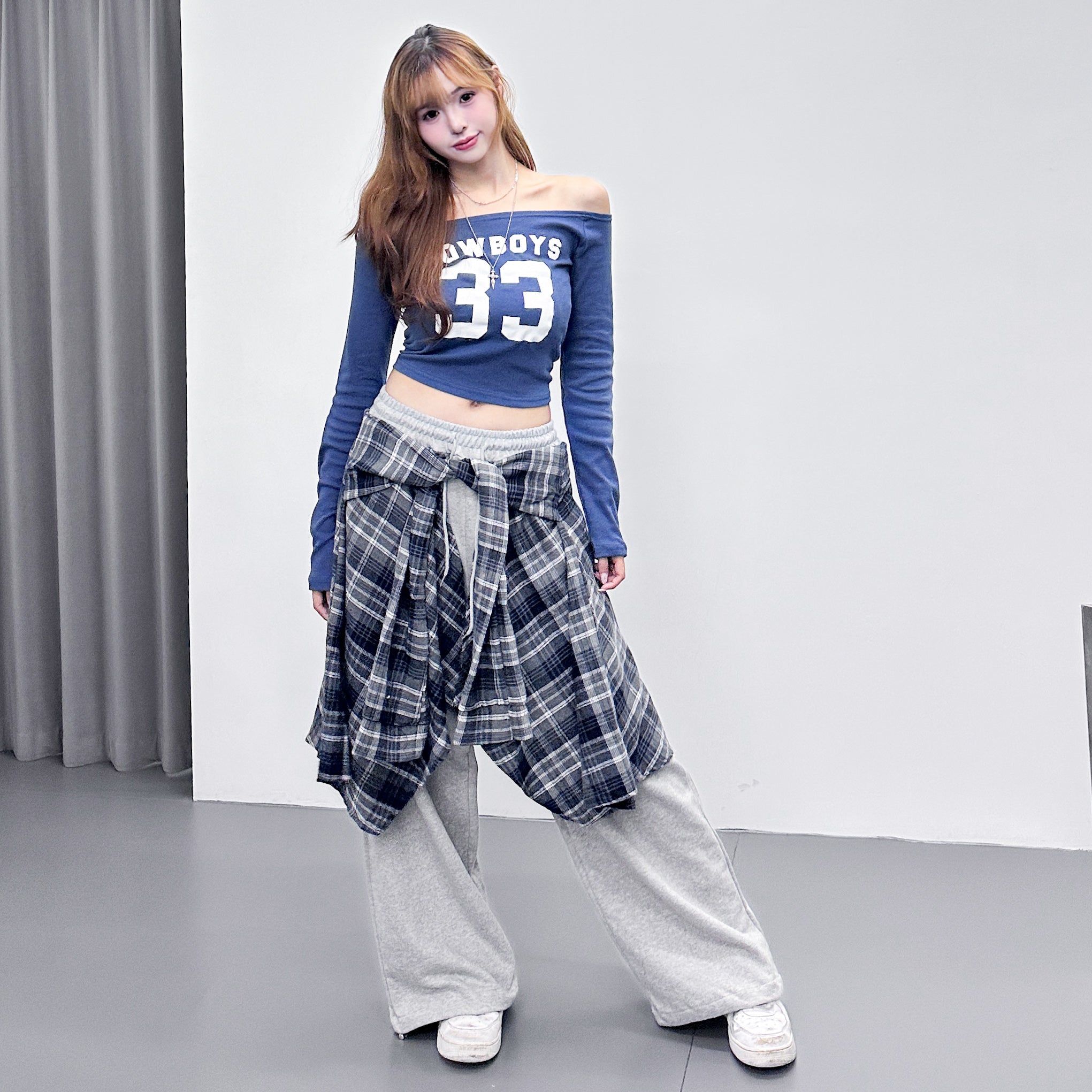 COWBOY SEMI CROP LONG SLEEVE TOP/ 2色