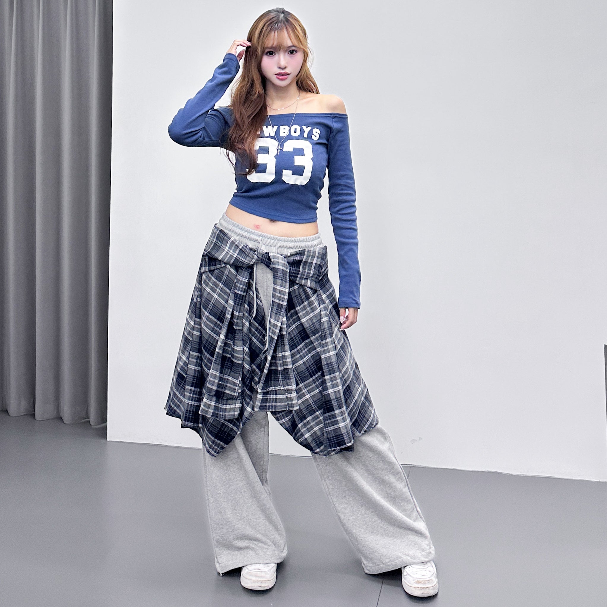 COWBOY SEMI CROP LONG SLEEVE TOP/ 2色