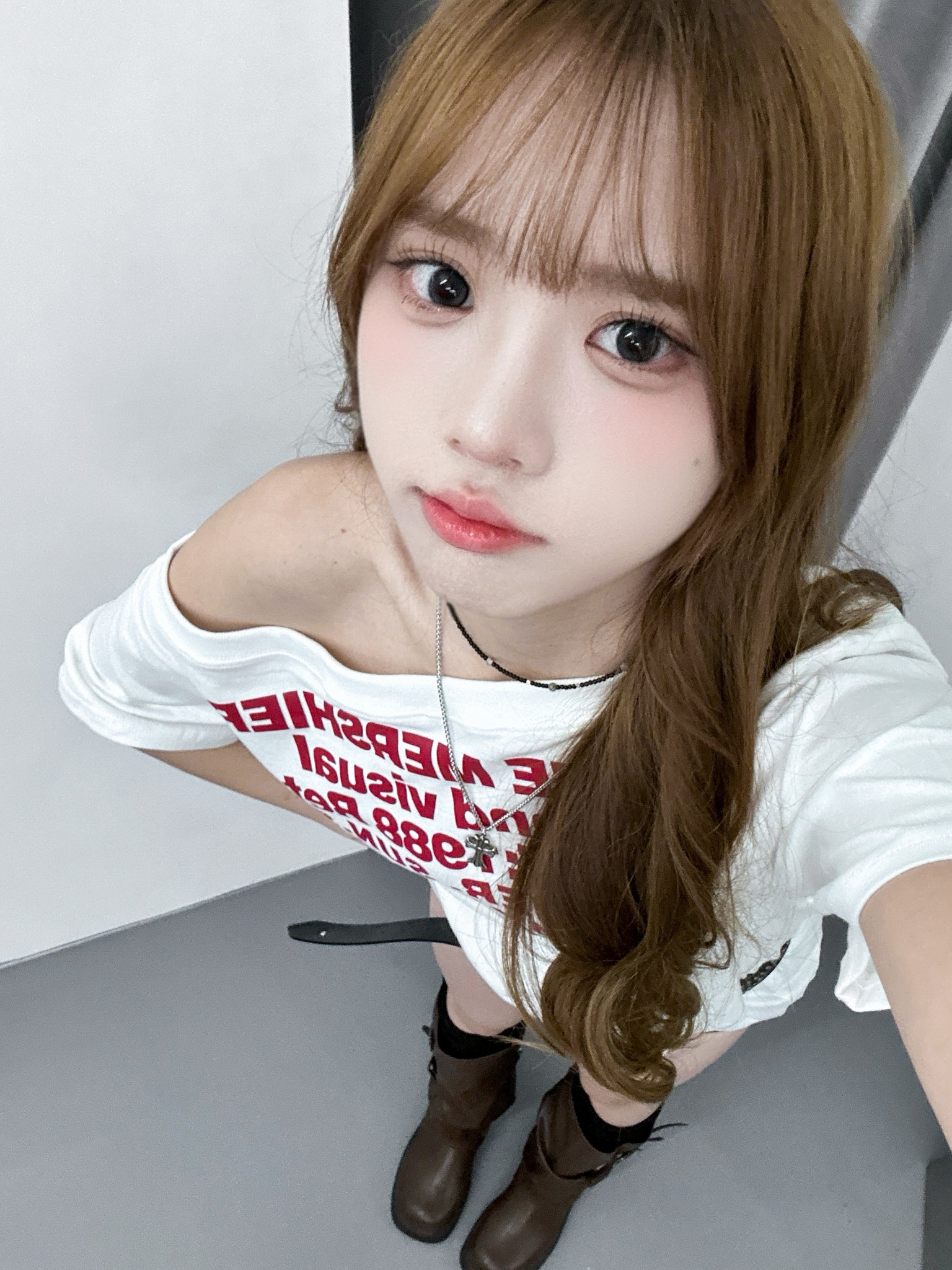 1988 UNBALANCED OFF SHOULDER  OVERFIT TEE/ 2色