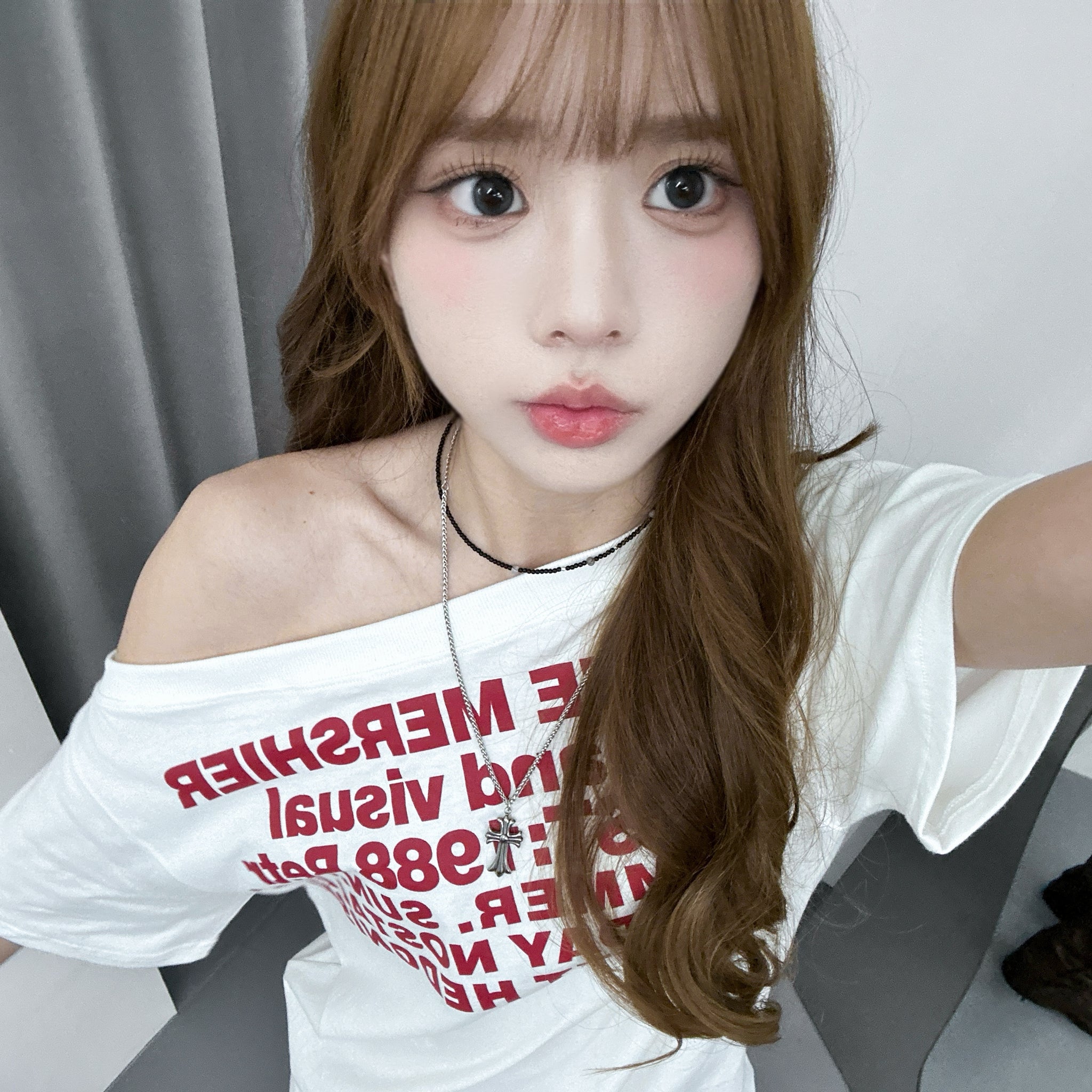 1988 UNBALANCED OFF SHOULDER  OVERFIT TEE/ 2色