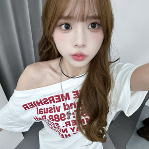 1988 UNBALANCED OFF SHOULDER  OVERFIT TEE/ 2色