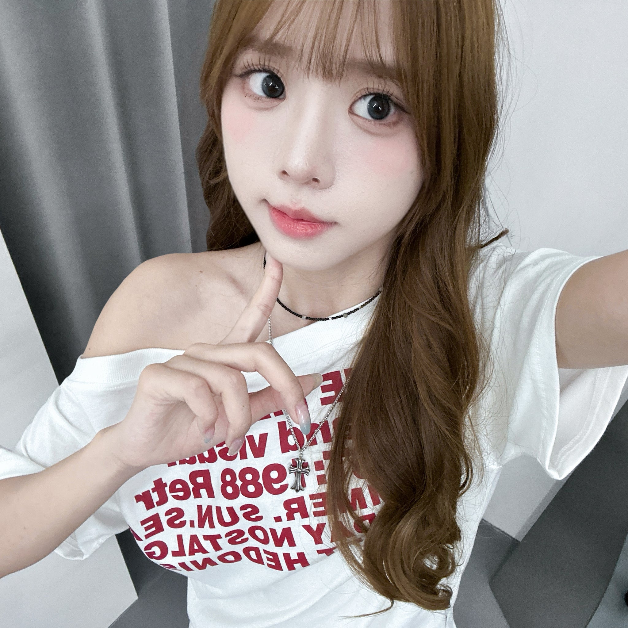 1988 UNBALANCED OFF SHOULDER  OVERFIT TEE/ 2色