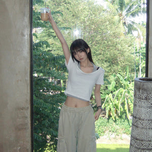 [層次UP] LAYERED U-NECK SHORT SLEEVE TEE/ 3色
