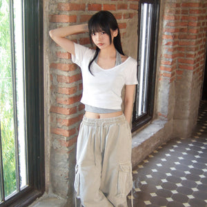[層次UP] LAYERED U-NECK SHORT SLEEVE TEE/ 3色