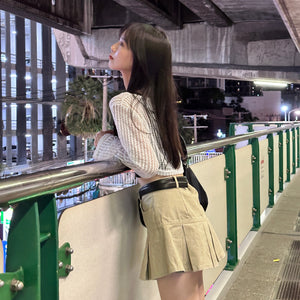 [BEST] PIGMENT PLEATED MINI SKIRT BELT SET/ 3色