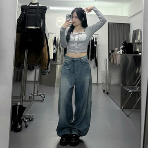 [SUMMER] 銀釘SLUB竹節棉輕盈薄款BALLOON DENIM PANTS/ 1色